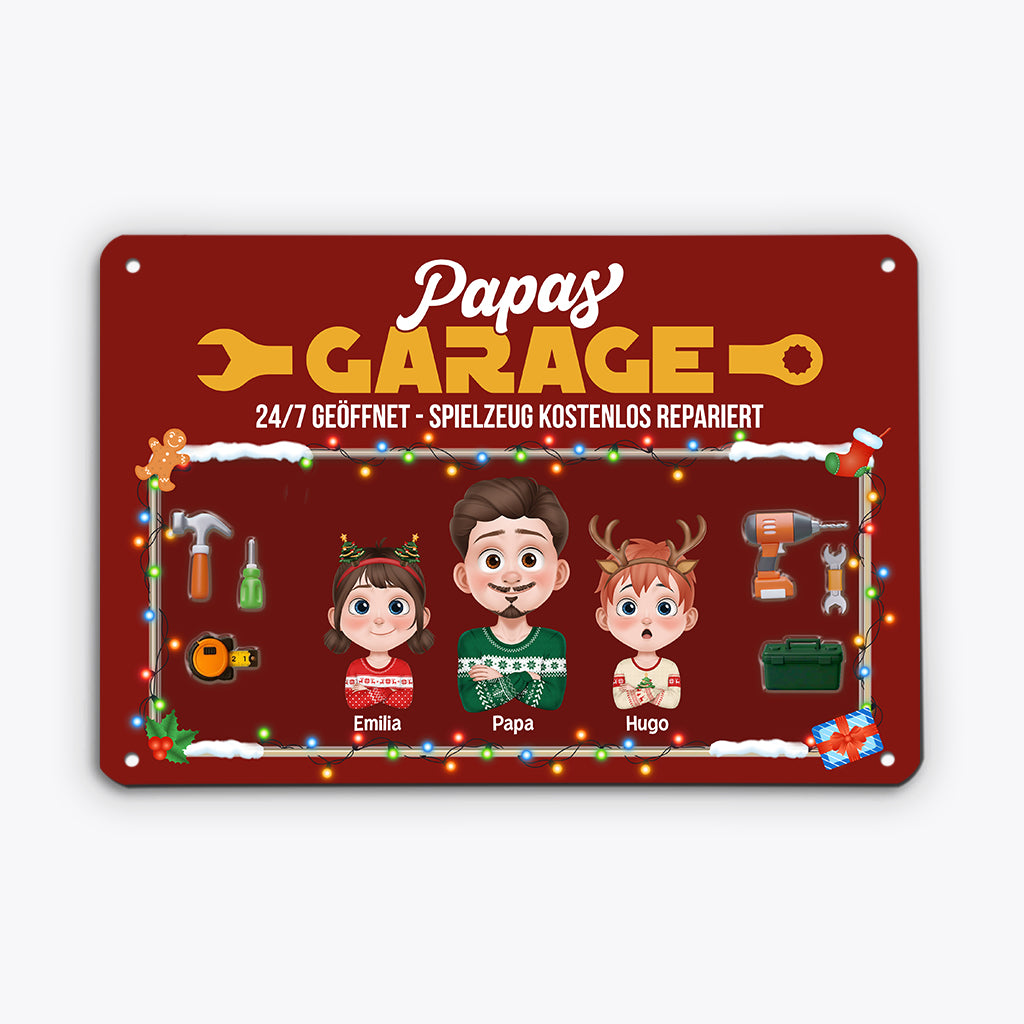 6700EGE1 papas garage werkstatt schild personalisiert weihnachten 6700EK6AB