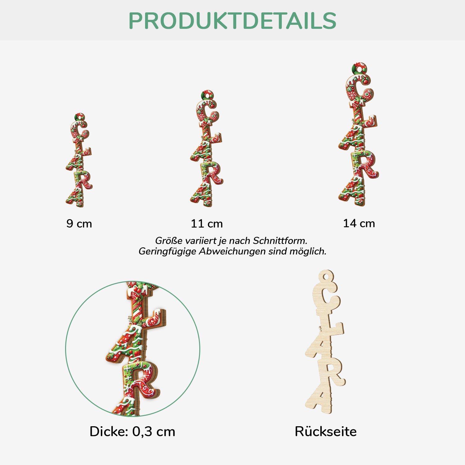 6708OGE3 3d druck effekt lebkuchenbuchstaben personalisierte 1 schicht holz ornamente weihnachten 6708O8L5A