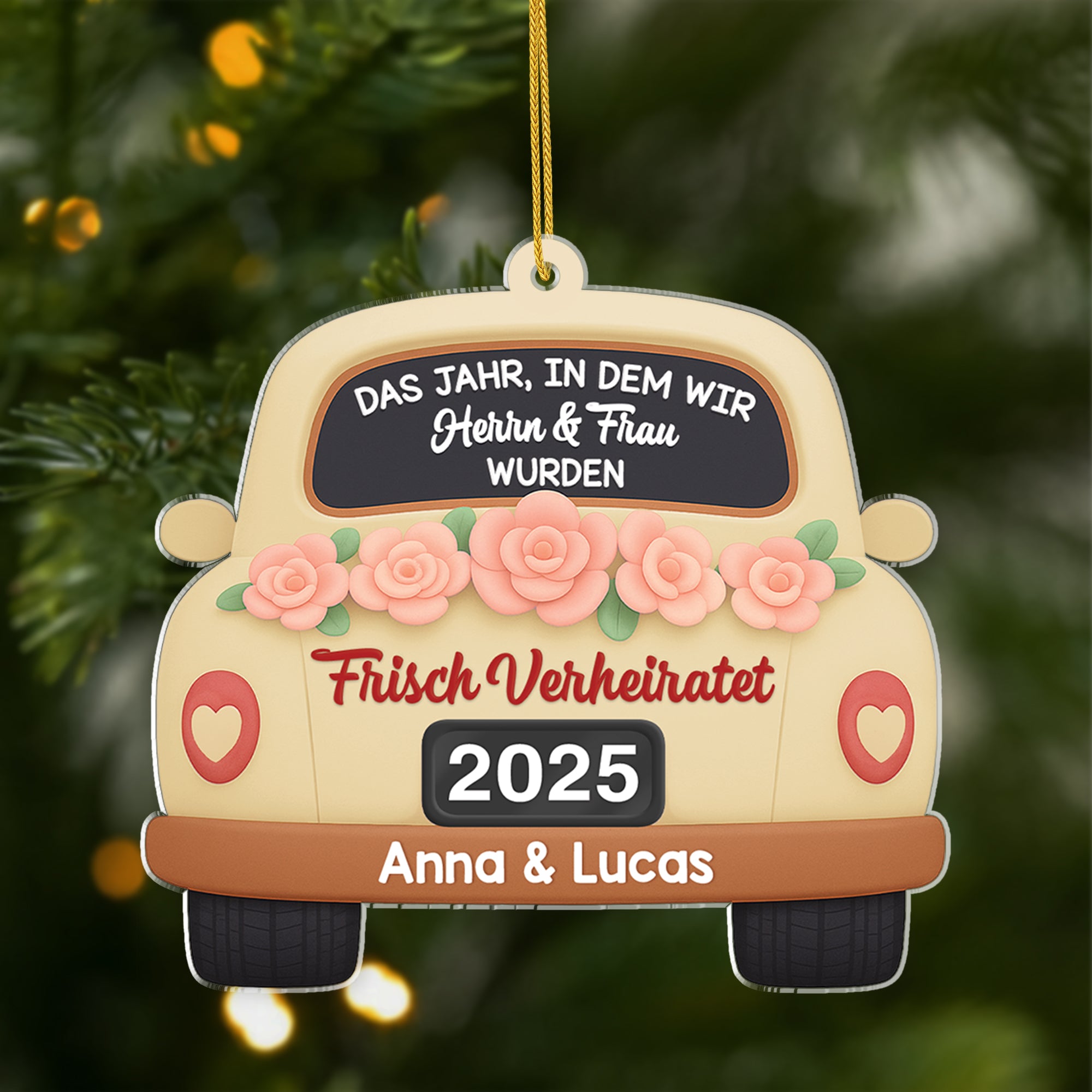 6713OGE1 3d druck effekt frisch verheiratet acryl weihnachtsschmuck personalisiert queeres paar 6713OKLCG_1