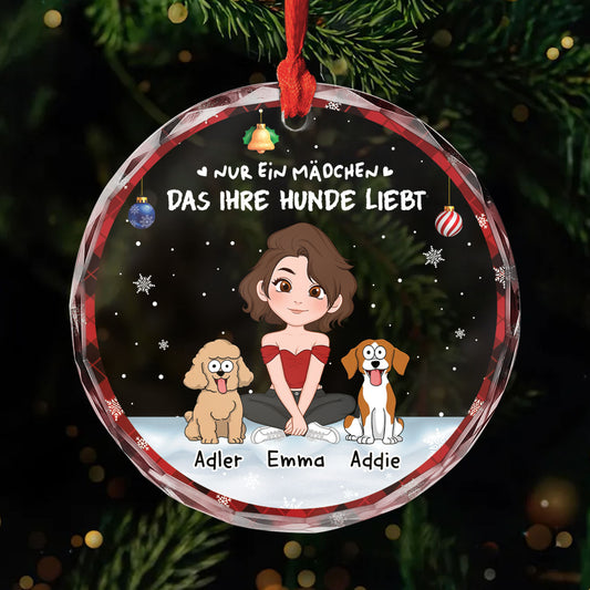 6716OGE1 ein madchen und ihr hund glas weihnachtsschmuck personalisiert 6716OKV5C
