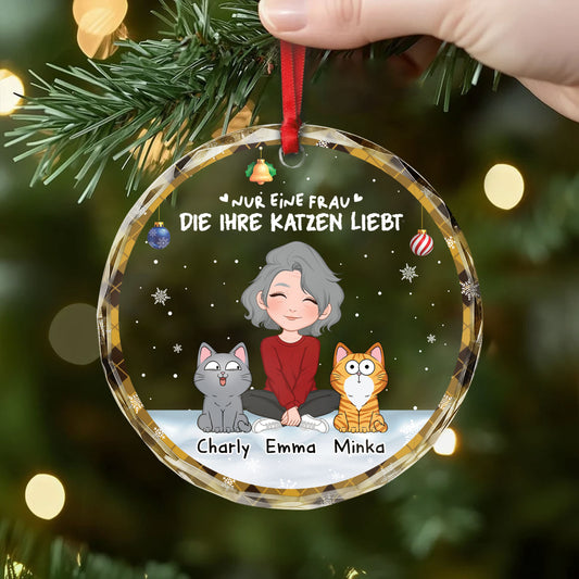 6716OGE2 ein madchen und ihre katze glas weihnachtsschmuck personalisiert 6716OKV5D