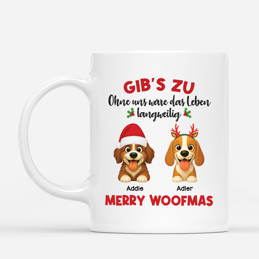 6721MGE1 ohne hund ist das leben langweilig weihnachts tasse mit hunden personalisierte_ 6721MKP5C
