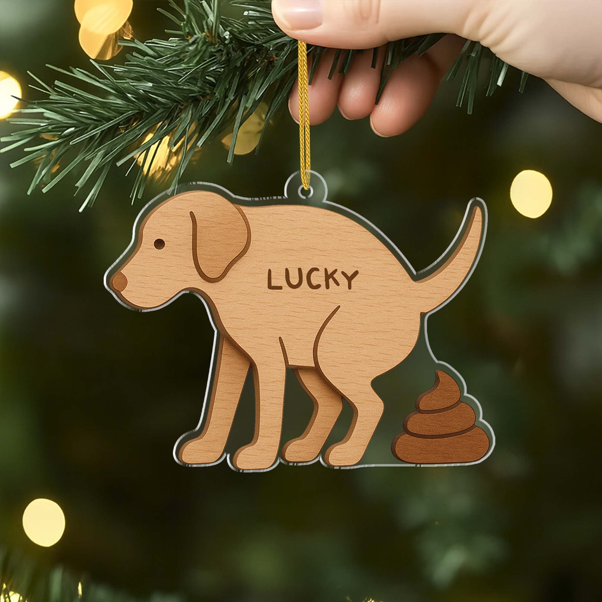 6727OGE2 3d druck effekt hunde kot acryl weihnachtsschmuck personalisiert lustig 6727O3ZQC