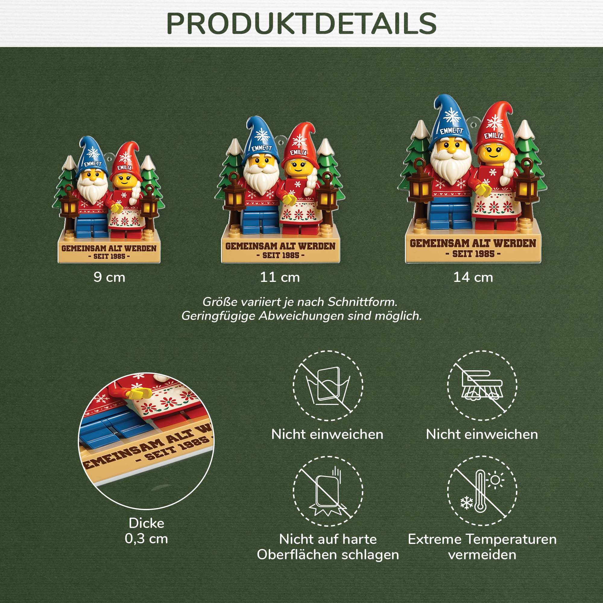 6728OGE3 3d druck effekt gemeinsam alt werden seit acryl weihnachtsschmuck personalisiert paar lego 6728O3QMG