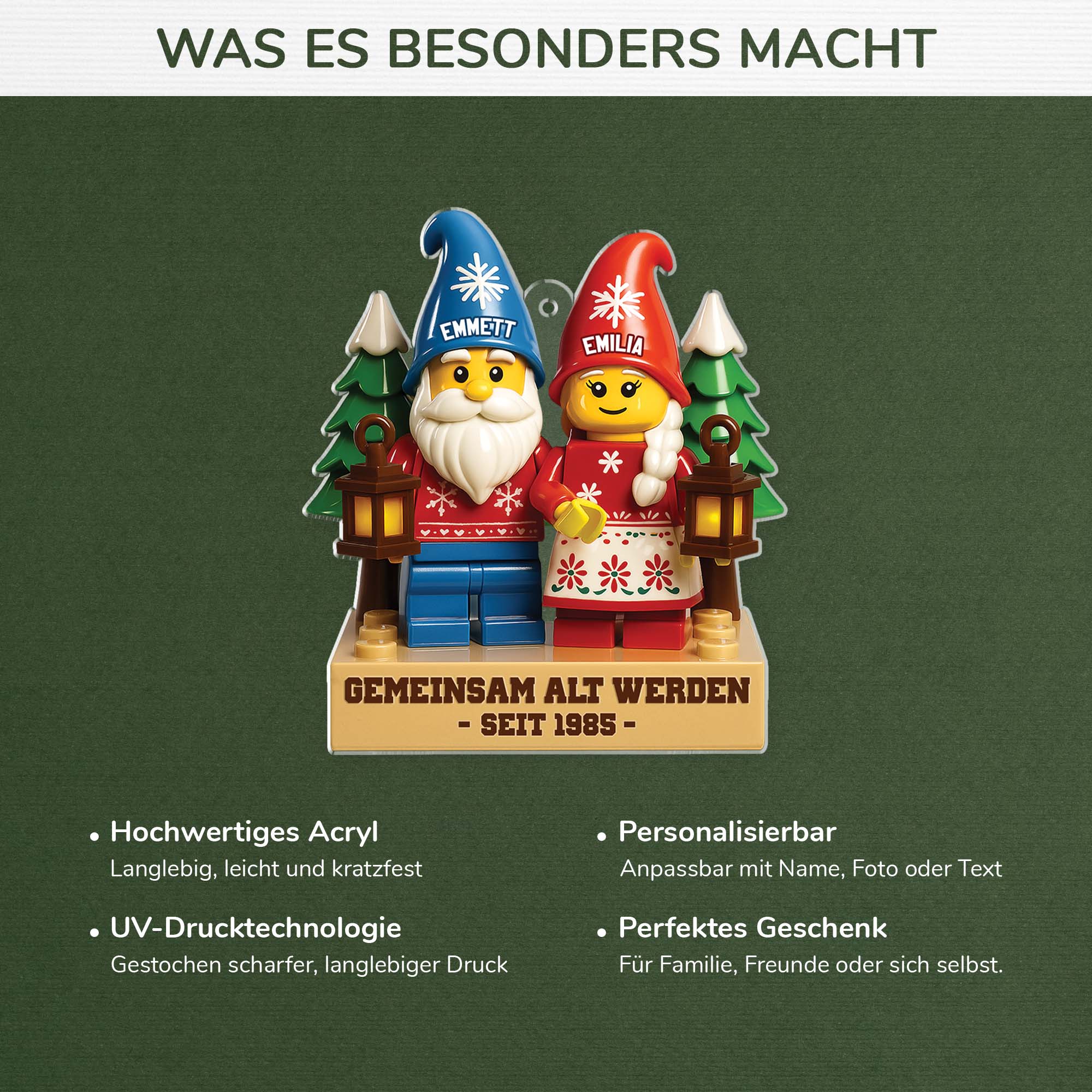 6728OGE4 3d druck effekt gemeinsam alt werden seit acryl weihnachtsschmuck personalisiert paar lego 6728O3QMG