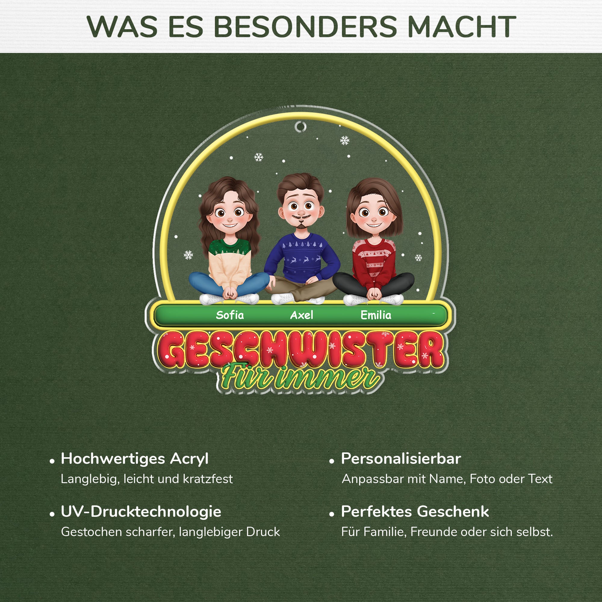 6729OGE1 3d druck effekt geschwister fur immer acryl weihnachtsschmuck personalisiert schwester bruder 6729O8LAE_4