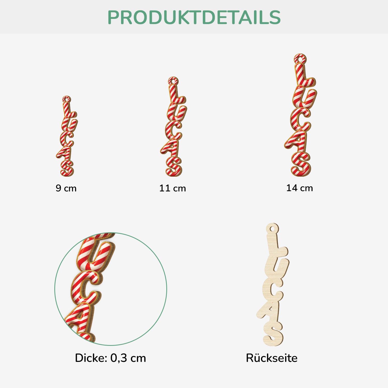 6754OGE3 3d druck effekt buchstaben zuckerspazierstock personalisierte 1 schicht holz ornamente weihnachten 6754OTXNB