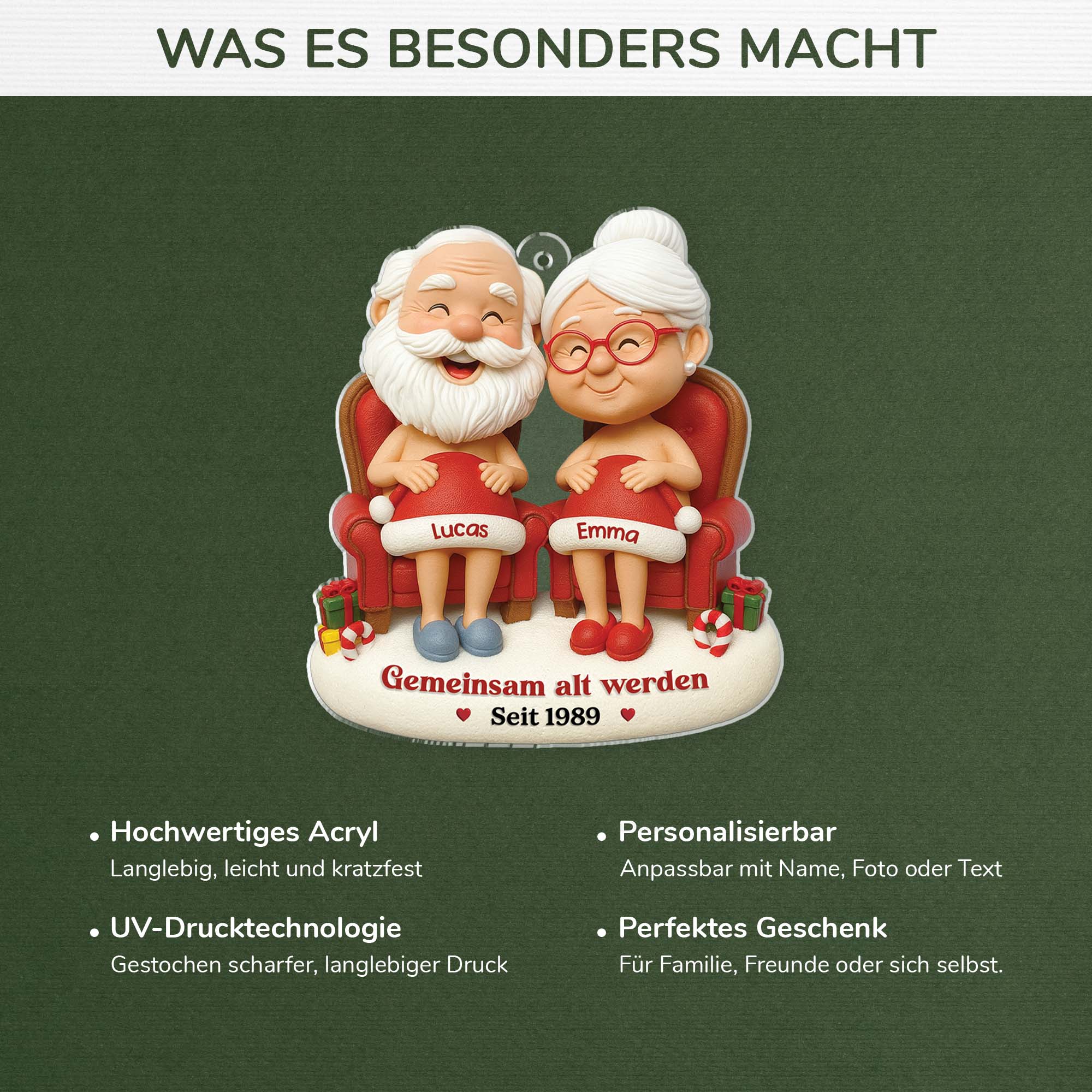 6757OGE4 3d druck effekt gemeinsam alt werden seit lustiger acryl weihnachtsschmuck personalisiert paar 6757O3MTG