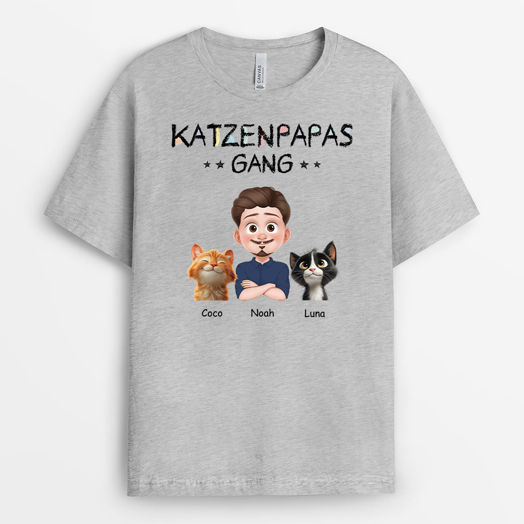 6762AGE2 katzenpapas katzenmamas gang katzen t shirt personalisiert buntstifte cartoon 6762AKT5D