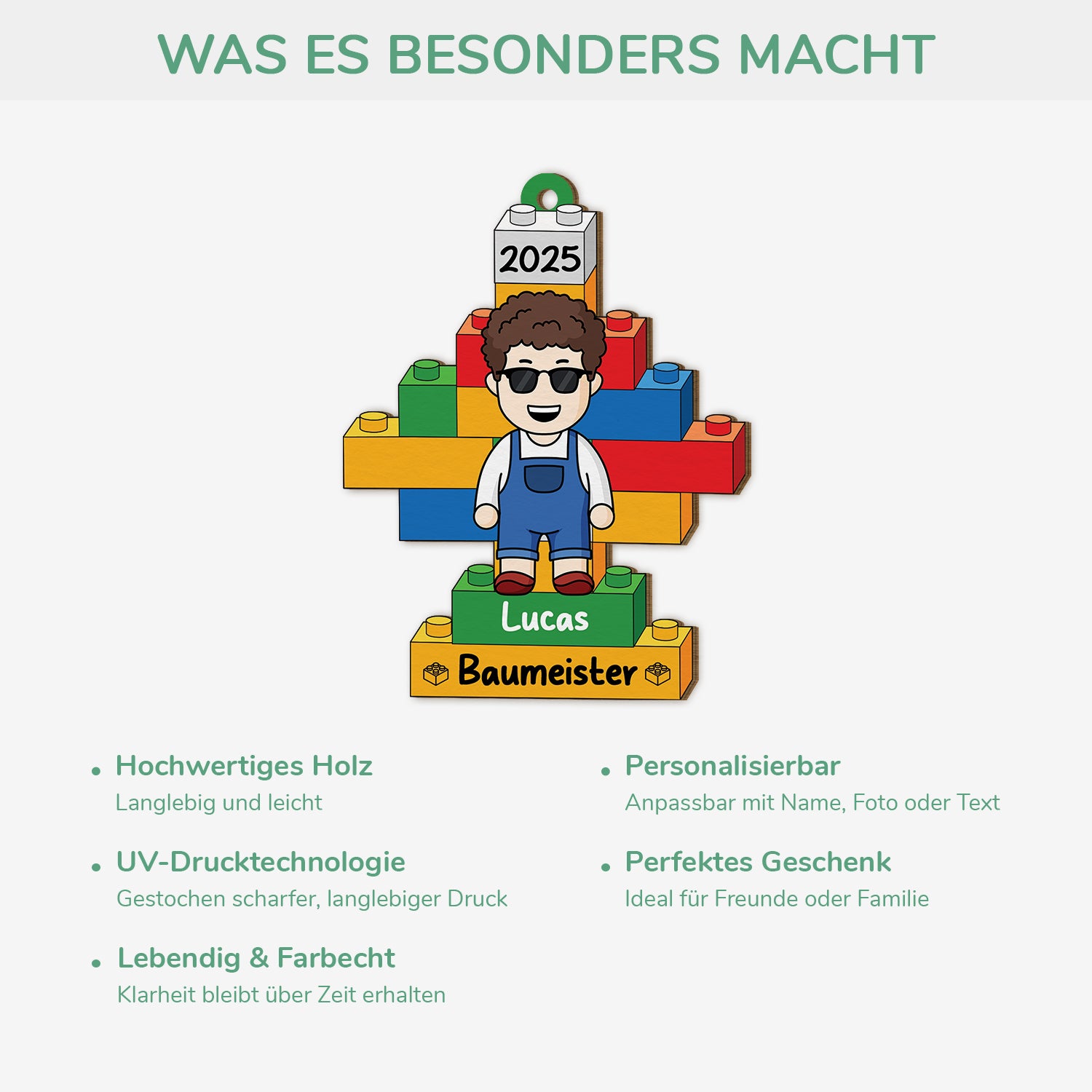 6765OGE4 3d druck effekt baumeister lego personalisierte 1 schicht holz ornamente weihnachten kinder 6765OTTQA
