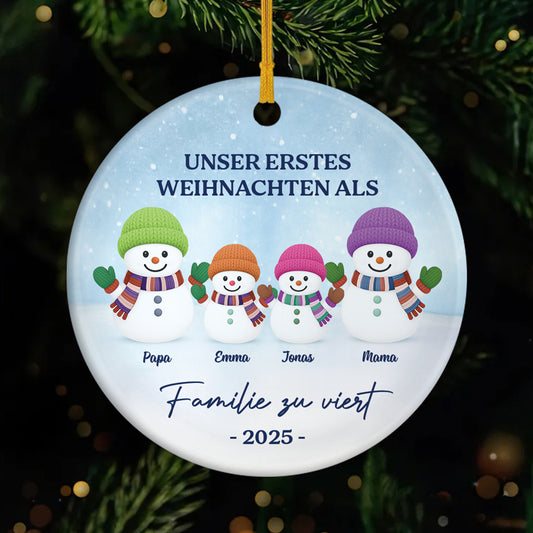 6773OGE1 unser erstes weihnachten als familie schneemann keramik weihnachtsschmuck personalisiert_ 6773OTZNI