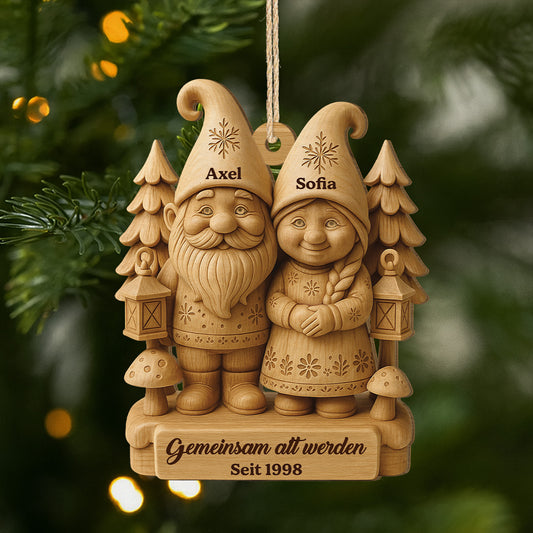 6781OGE1 3d druck effekt gemeinsam alt werden seit personalisierte 1 schicht holz ornamente weihnachten paar gnom 6781O3L5G