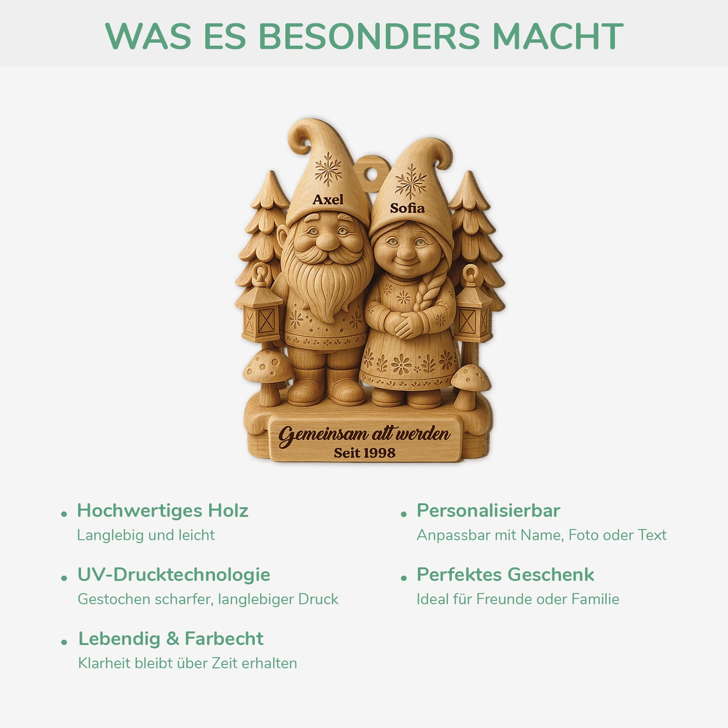 6781OGE4 3d druck effekt gemeinsam alt werden seit personalisierte 1 schicht holz ornamente weihnachten paar gnom 6781O3L5G