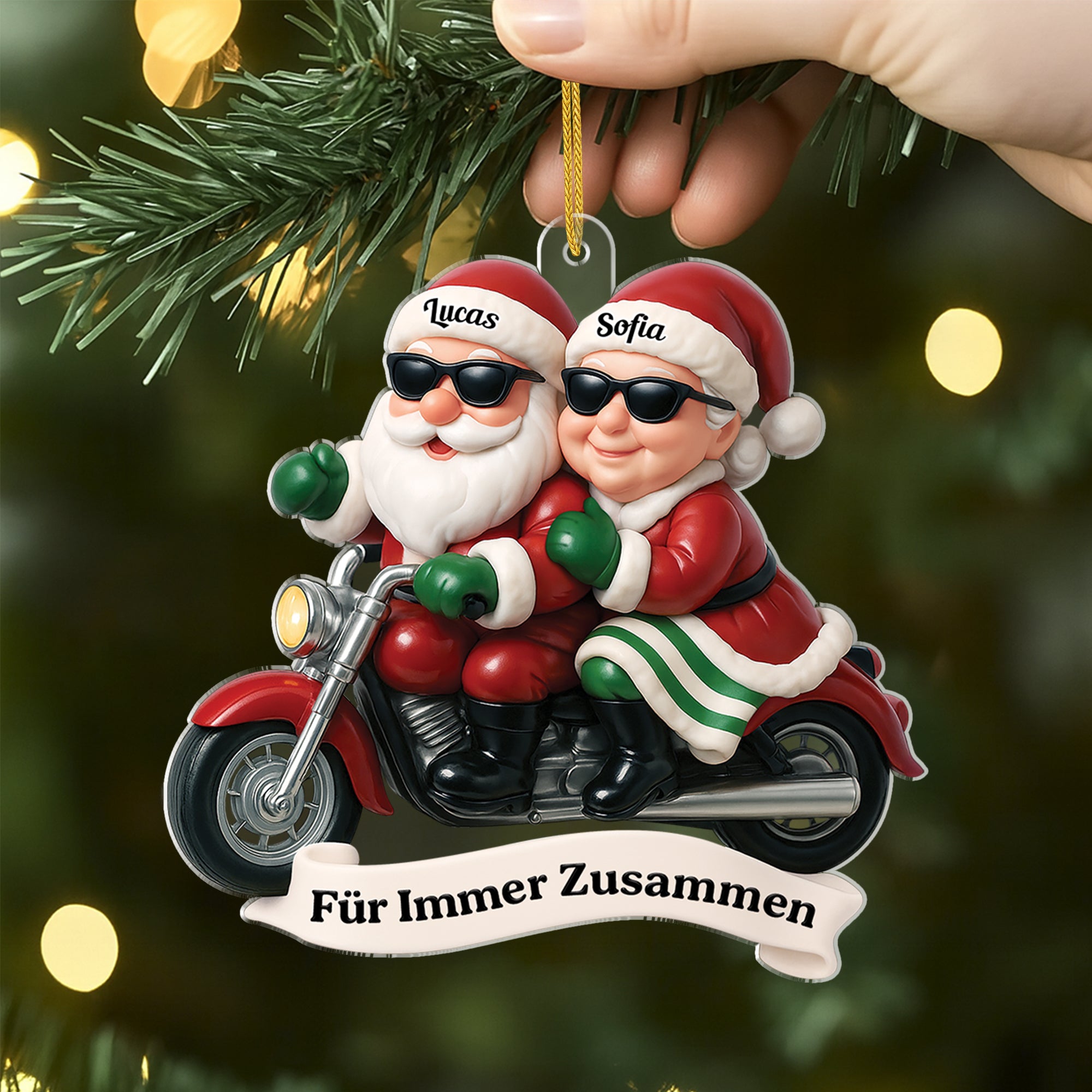 6782OGE2 3d druck effekt gemeinsam alt werden seit lustiger acryl weihnachtsschmuck personalisiert paar motorrad 6782O6VCG