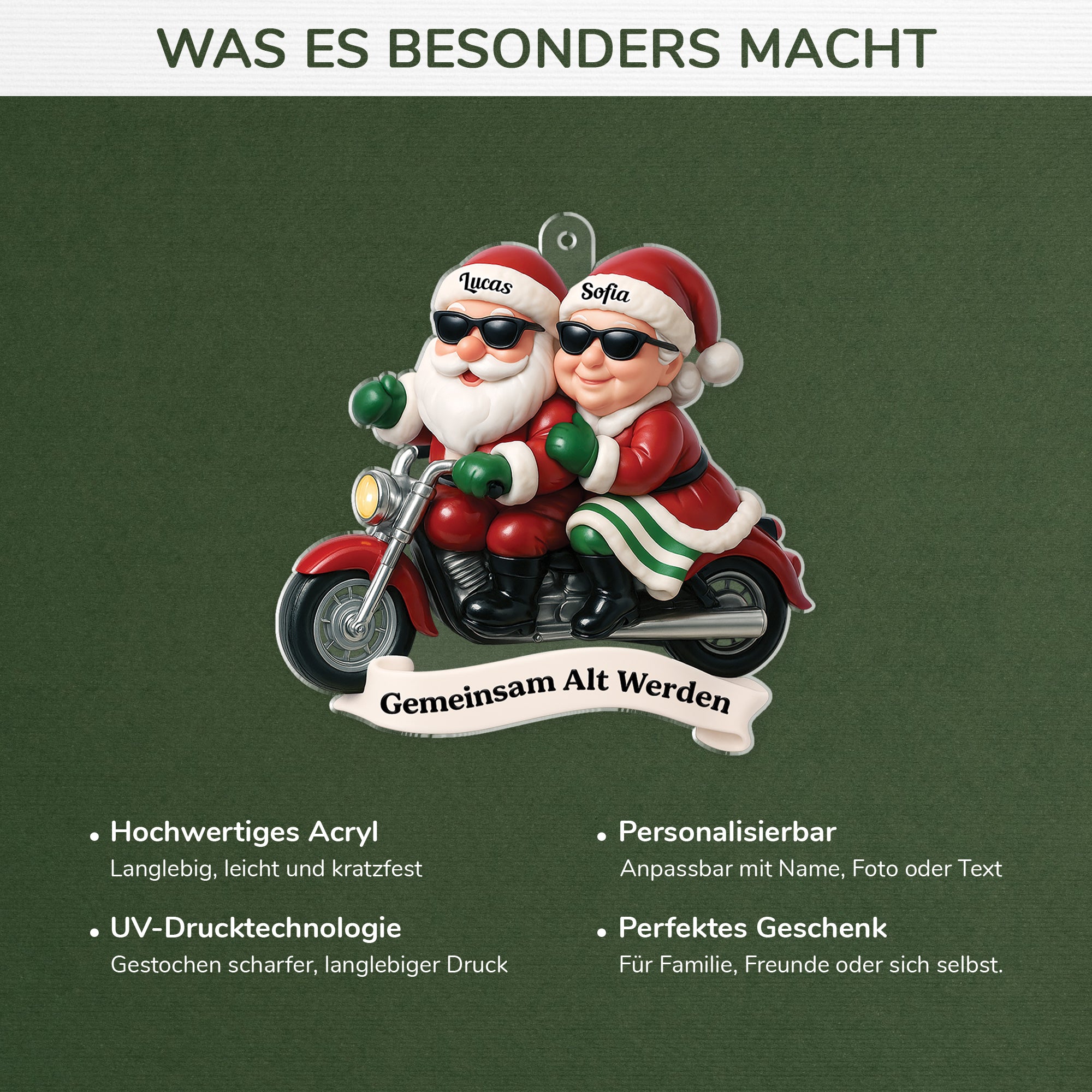 6782OGE4 3d druck effekt gemeinsam alt werden seit lustiger acryl weihnachtsschmuck personalisiert paar motorrad 6782O6VCG