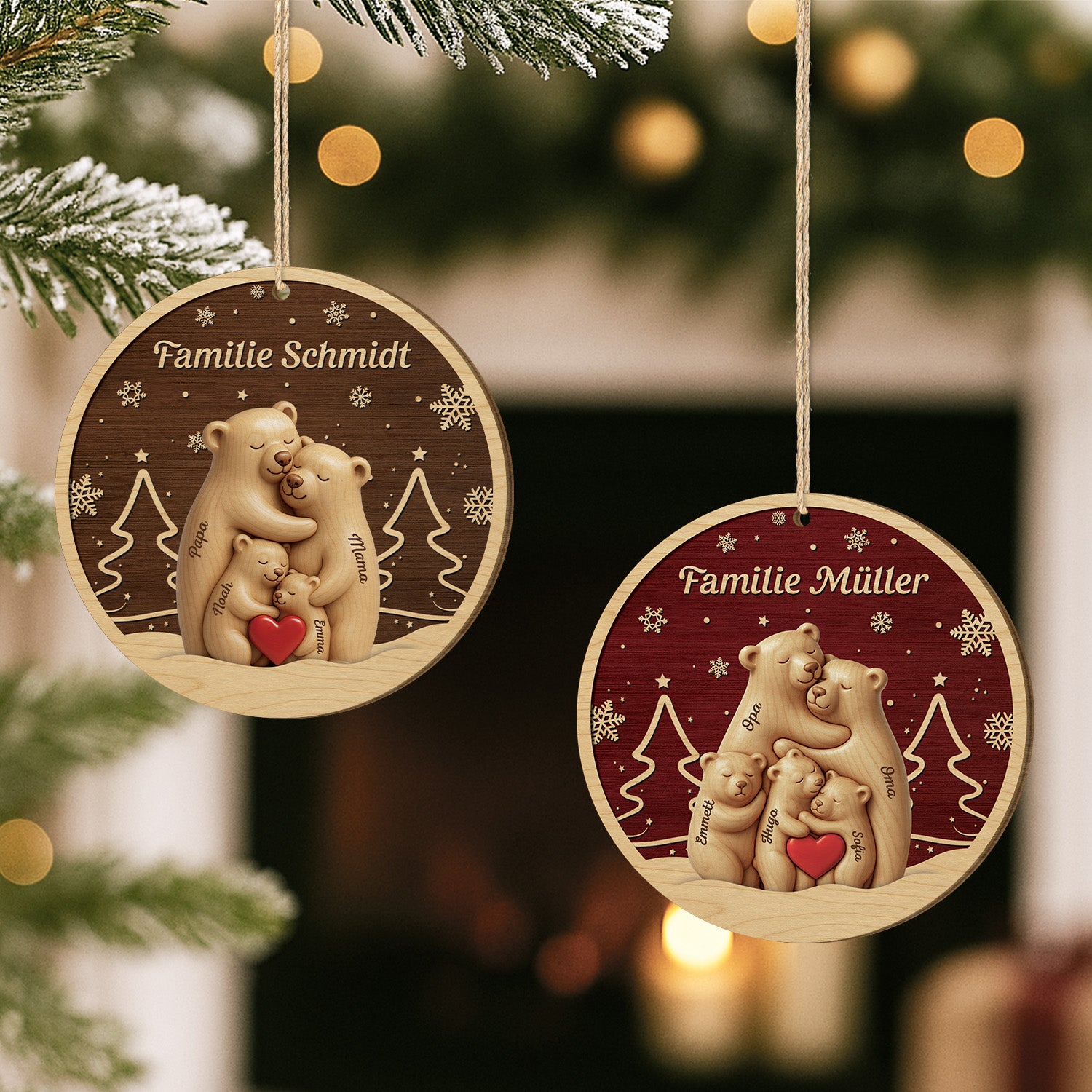 6784OGE2 3d druck effekt familien bar personalisierte 1 schicht holz ornamente weihnachten 6784O3TMI