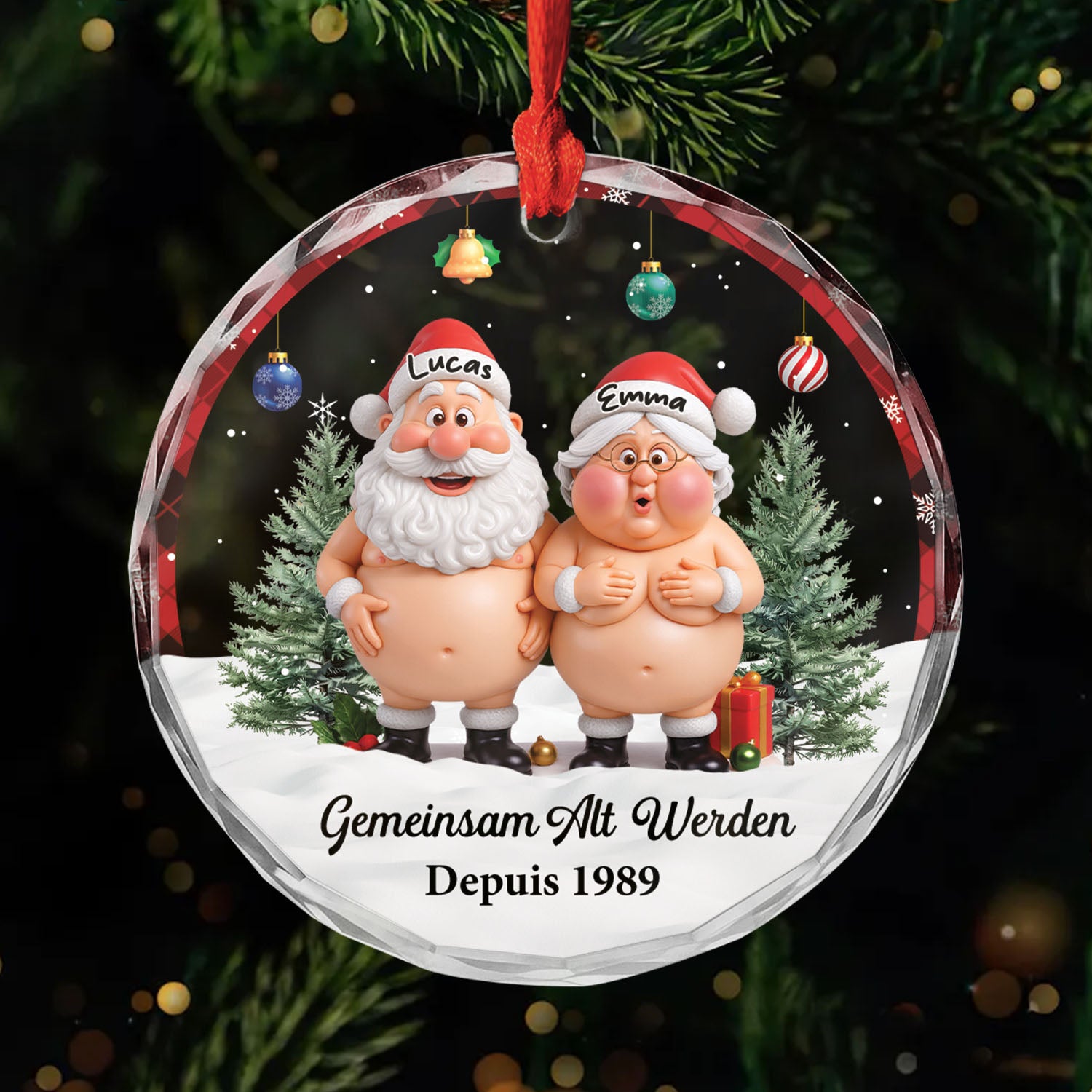 6790OGE1 3d druck effekt gemeinsam alt werden seit lustiger glas weihnachtsschmuck personalisiert paare 6790O3V5G