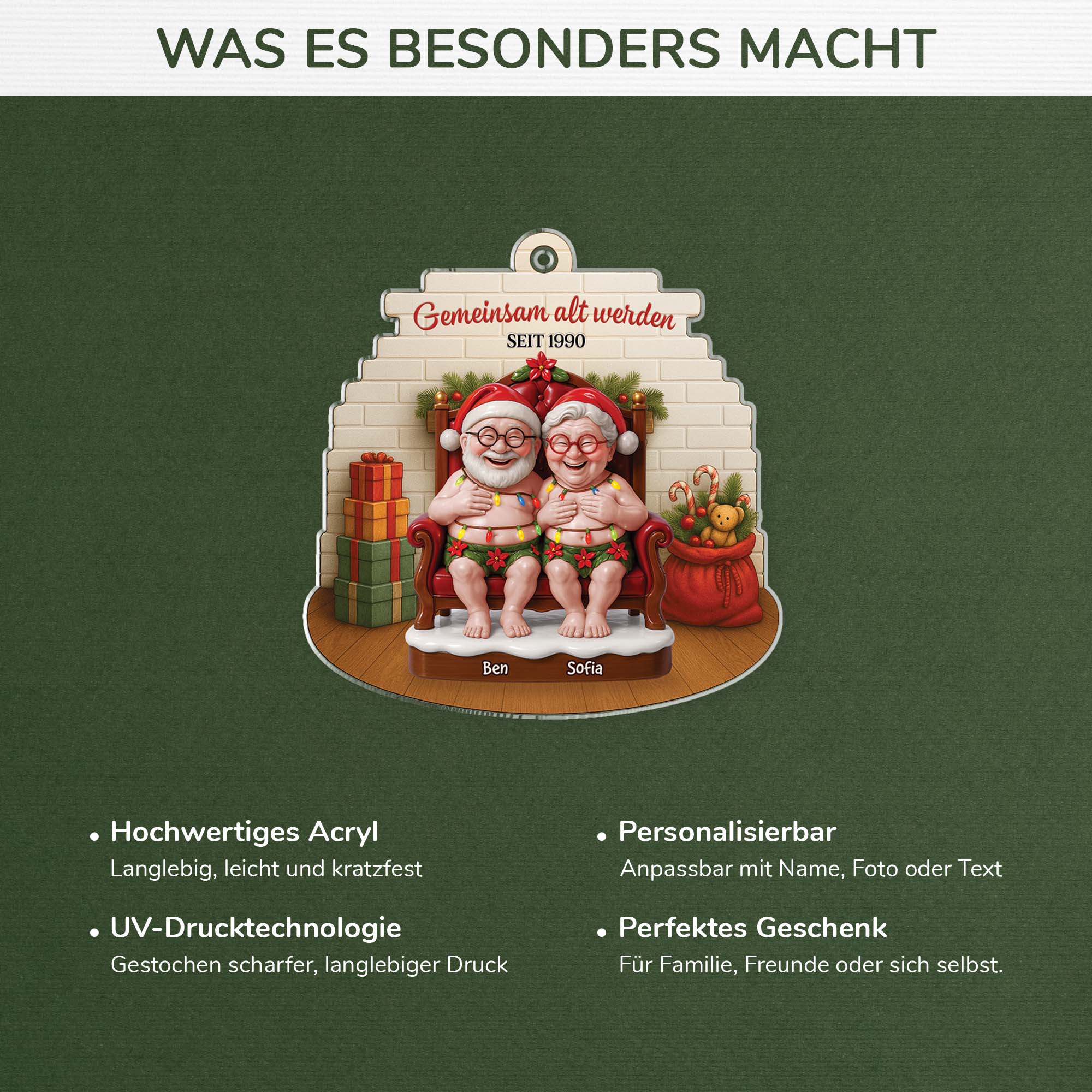 6794OGE4 3d druck effekt gemeinsam alt werden seit lustiger acryl weihnachtsschmuck personalisiert paare 6794O6L5G