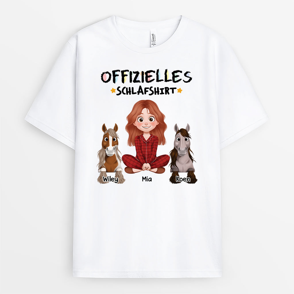 6800AGE1 offizielles schlafshirt schlafshirt personalisiert pferd cartoon buntstifte 6800A3Q5U
