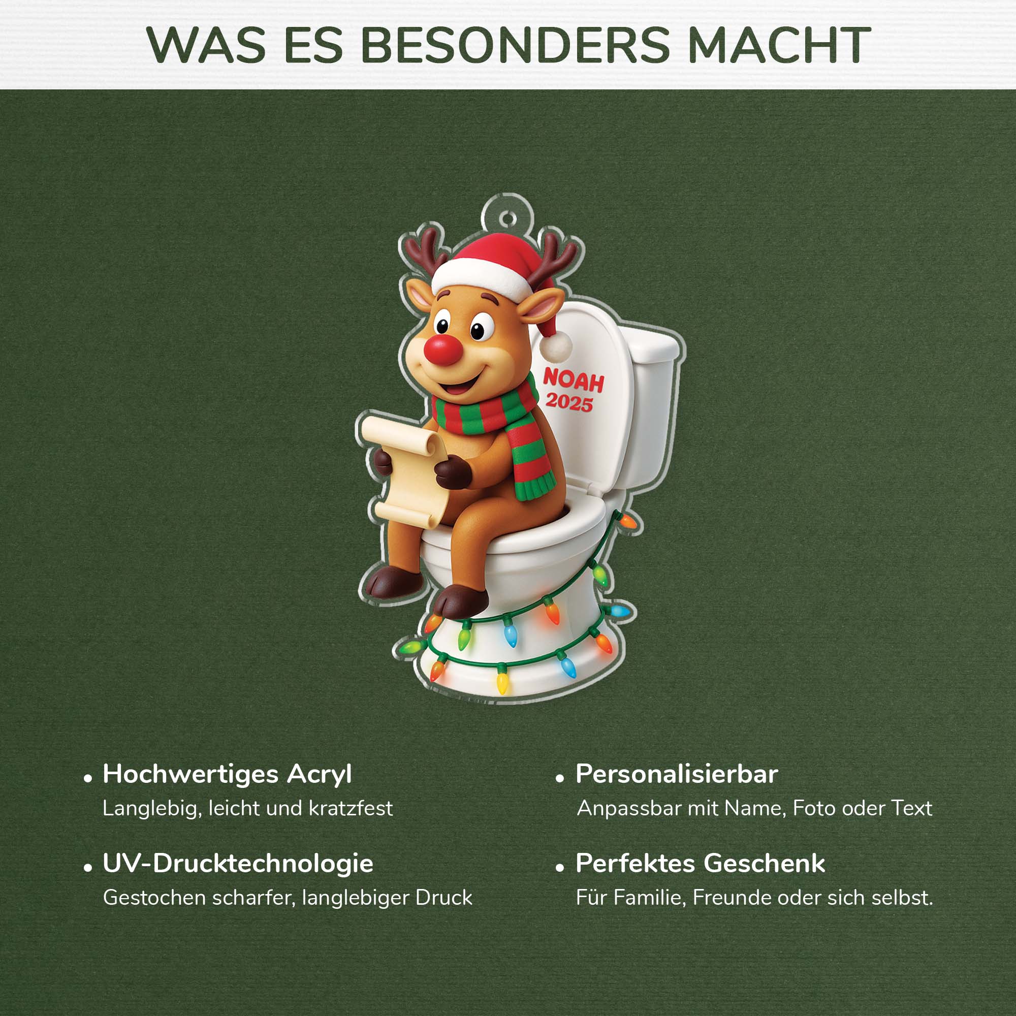6807OGE4 3d druck effekt rentier mit zeitung auf klo acryl weihnachtsschmuck personalisiert frauen und manner 6807OKP5B
