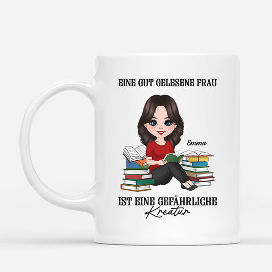 6929MGE1 eine frau die zu viel liest ist ein echtes risiko personalisierte tasse fur_ leseratten frauen 6929MKTZA