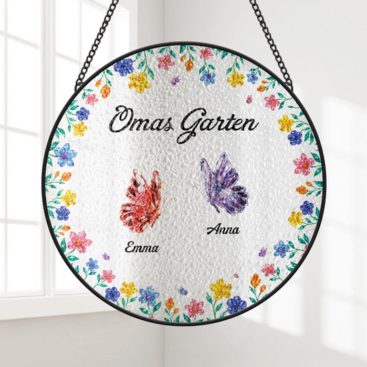 6941UGE1 mamas garten schmetterlinge glitzersteine buntglas sonnenfanger personalisiert mamaoma 6941utvta_1