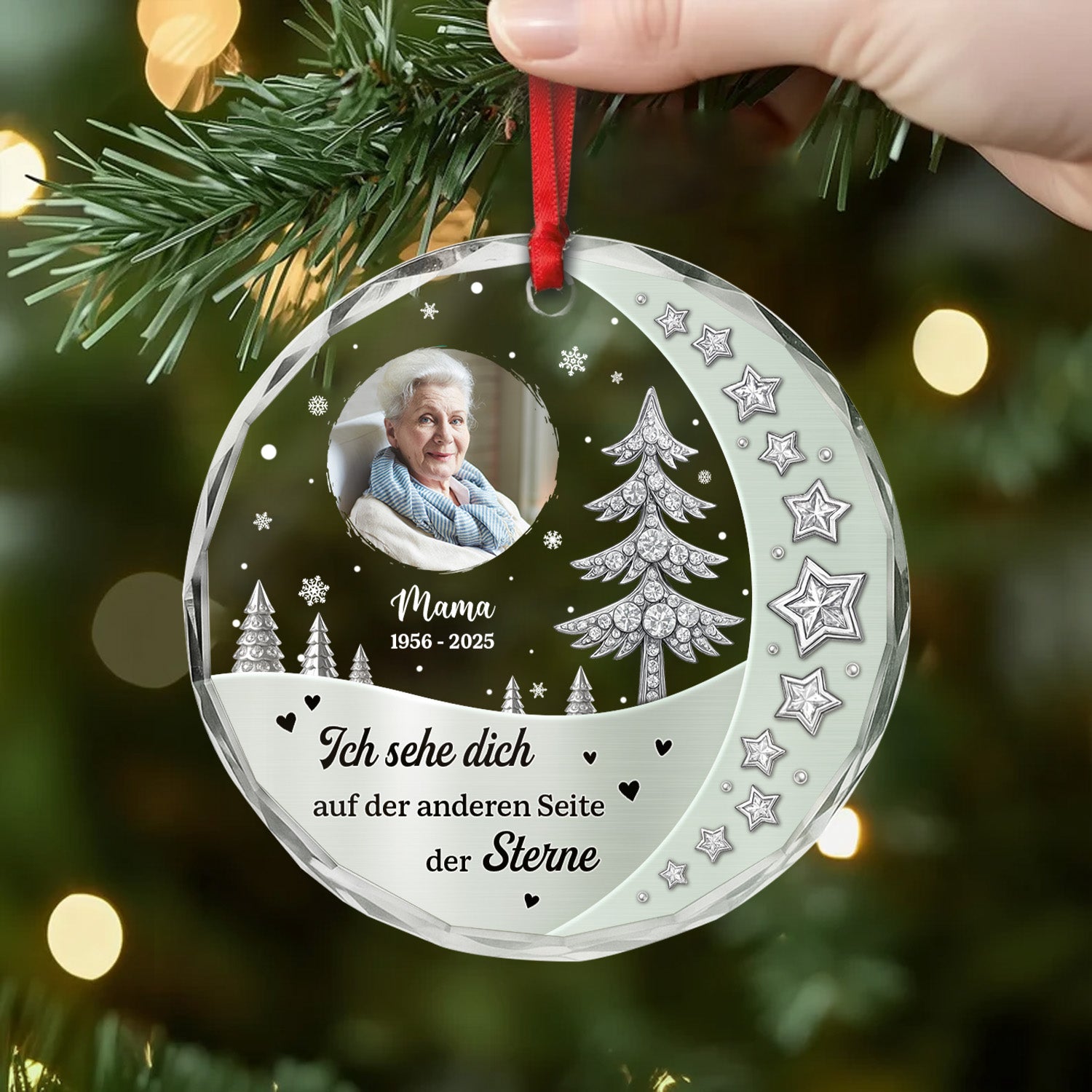 6944OGE2 ich sehe dich auf der anderen seite der sterne personalisierter weihnachtsschmuck foto_ glas mama papa zur erinnerung 6944O8ZMB