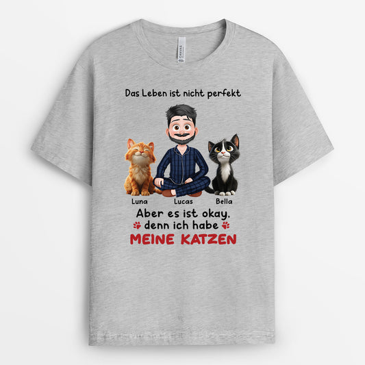 6958AGE2 das leben ist nicht perfekt aber mit meinen katzen ist es okay katzen t shirt personalisiert 6958A3YZD