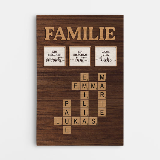 6977CGE1 familie etwas verruckt etwas laut und ganz viel liebe personalisierte kreuzwortratsel leinwand familie 6977C6TNI