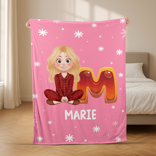 6992BGE2 cartoon schneeflocken weihnachten kuscheldecke personalisiert_ frauen und manner 6992BKT5B
