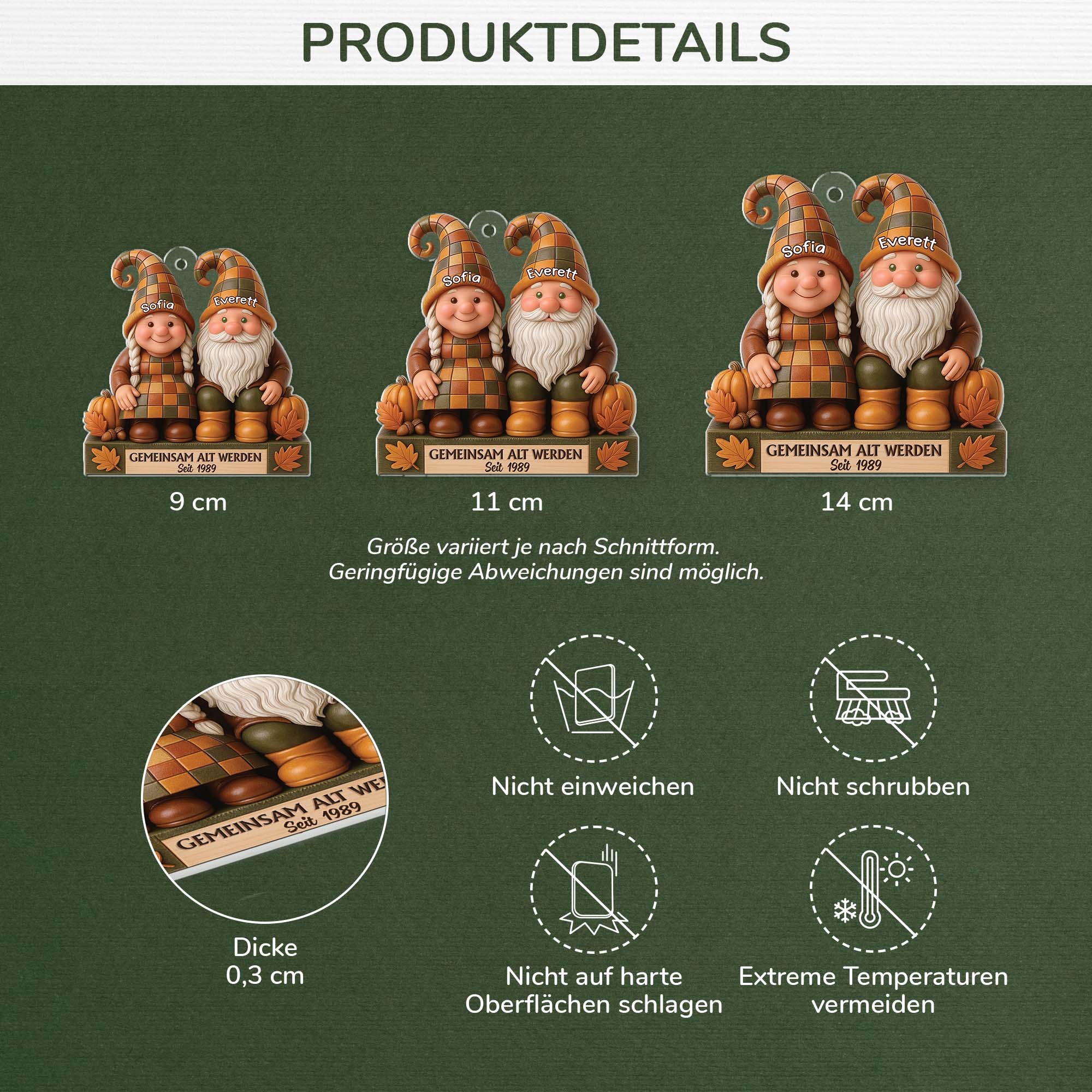 7017OGE3 3d druck effekt gemeinsam alt werden acryl weihnachtsschmuck personalisiert paar gnom braun 7017O3P5G