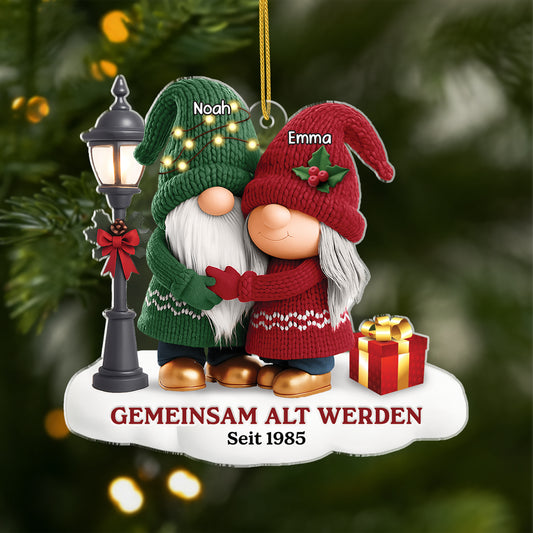 7028OGE1 3d druck effekt gemeinsam alt werden acryl weihnachtsschmuck personalisiert paar gnom rot grun 7028OTV5G