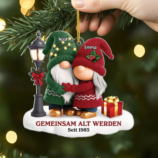 7028OGE2 3d druck effekt gemeinsam alt werden acryl weihnachtsschmuck personalisiert paar gnom rot grun 7028OTV5G
