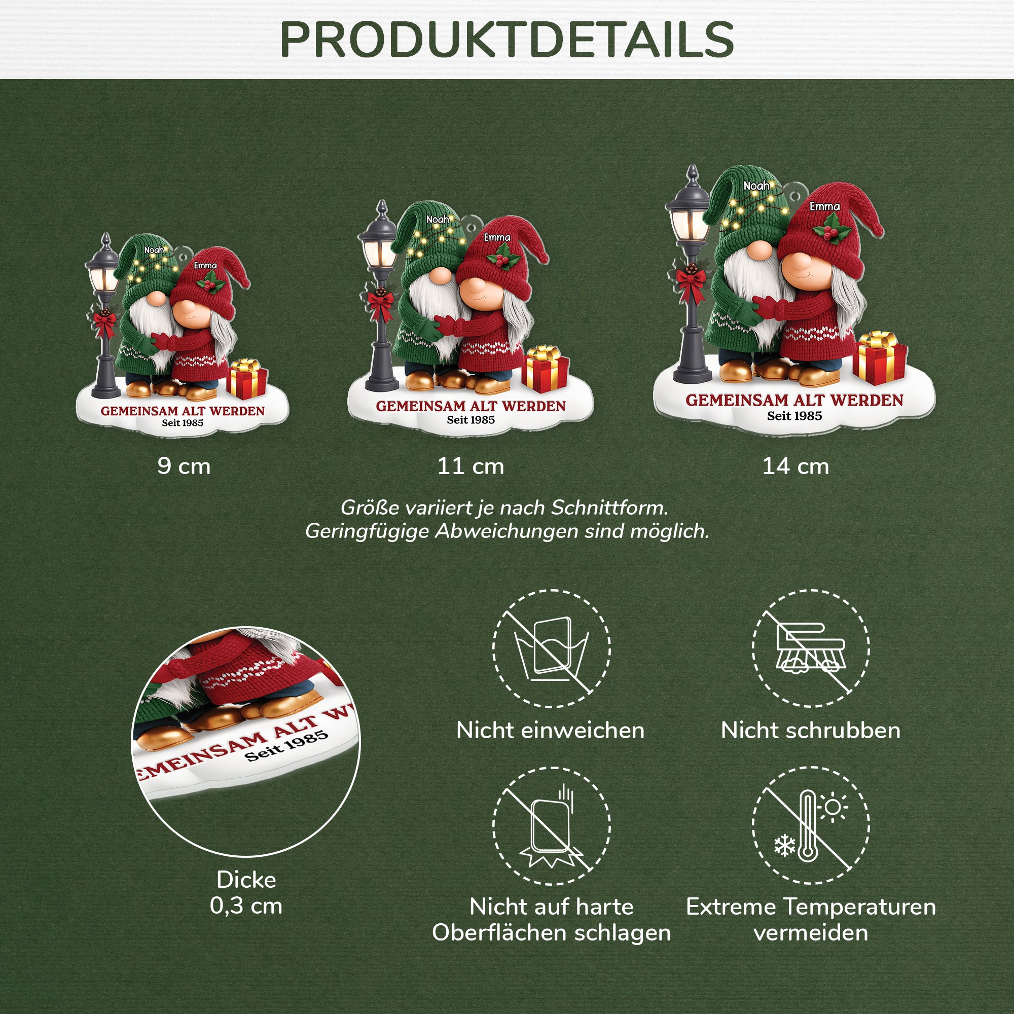 7028OGE3 3d druck effekt gemeinsam alt werden acryl weihnachtsschmuck personalisiert paar gnom rot grun 7028OTV5G