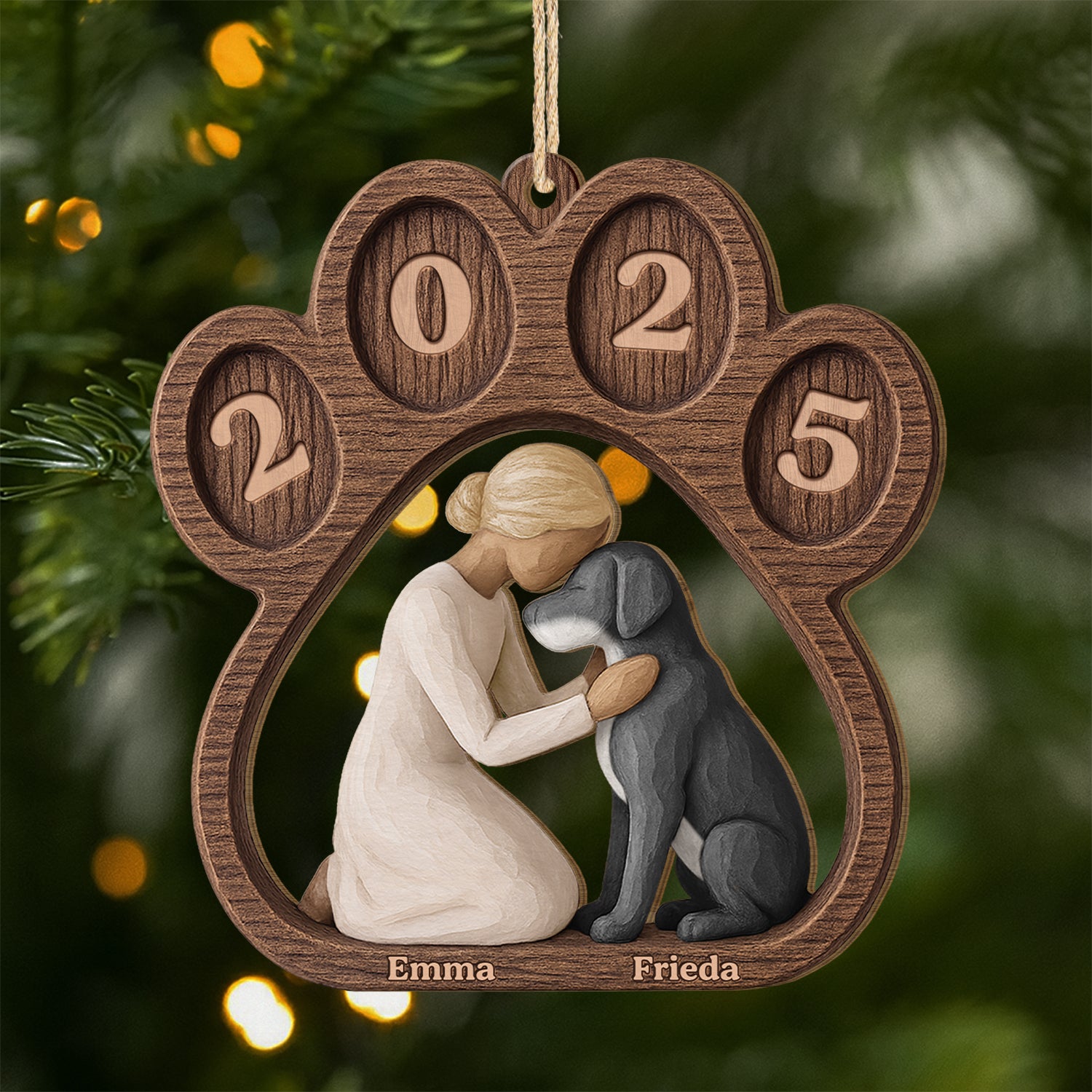 7033OGE1 pfoten und hund personalisierte 1 schicht holz ornamente weihnachten 7033OKQNC