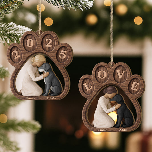 7033OGE2 pfoten und hund personalisierte 1 schicht holz ornamente weihnachten 7033OKQNC