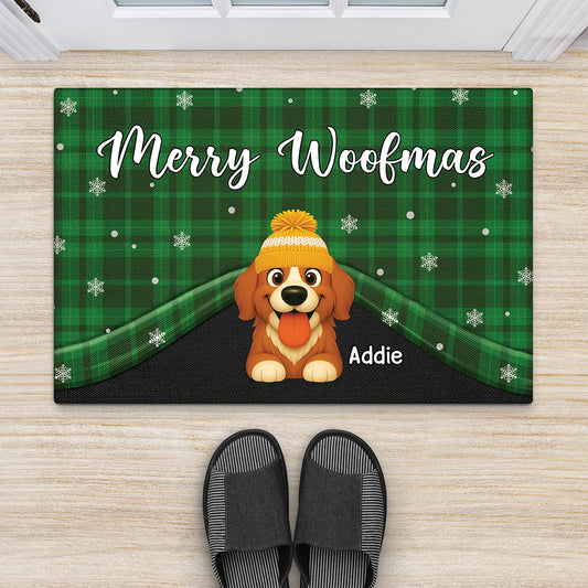 7034DGE1 frohliche weihnachten von unserer familie fussmatte personalisiert hund_ 7034DTLNC_2