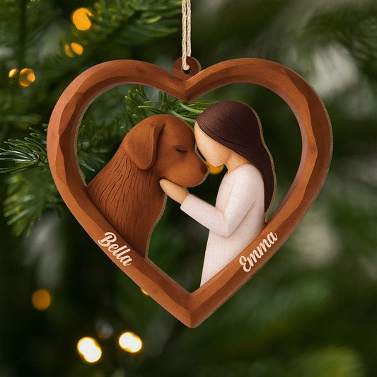 7046OGE1 mensch und hund_ personalisierte 1 schicht holz ornamente weihnachten 7046O8V5C
