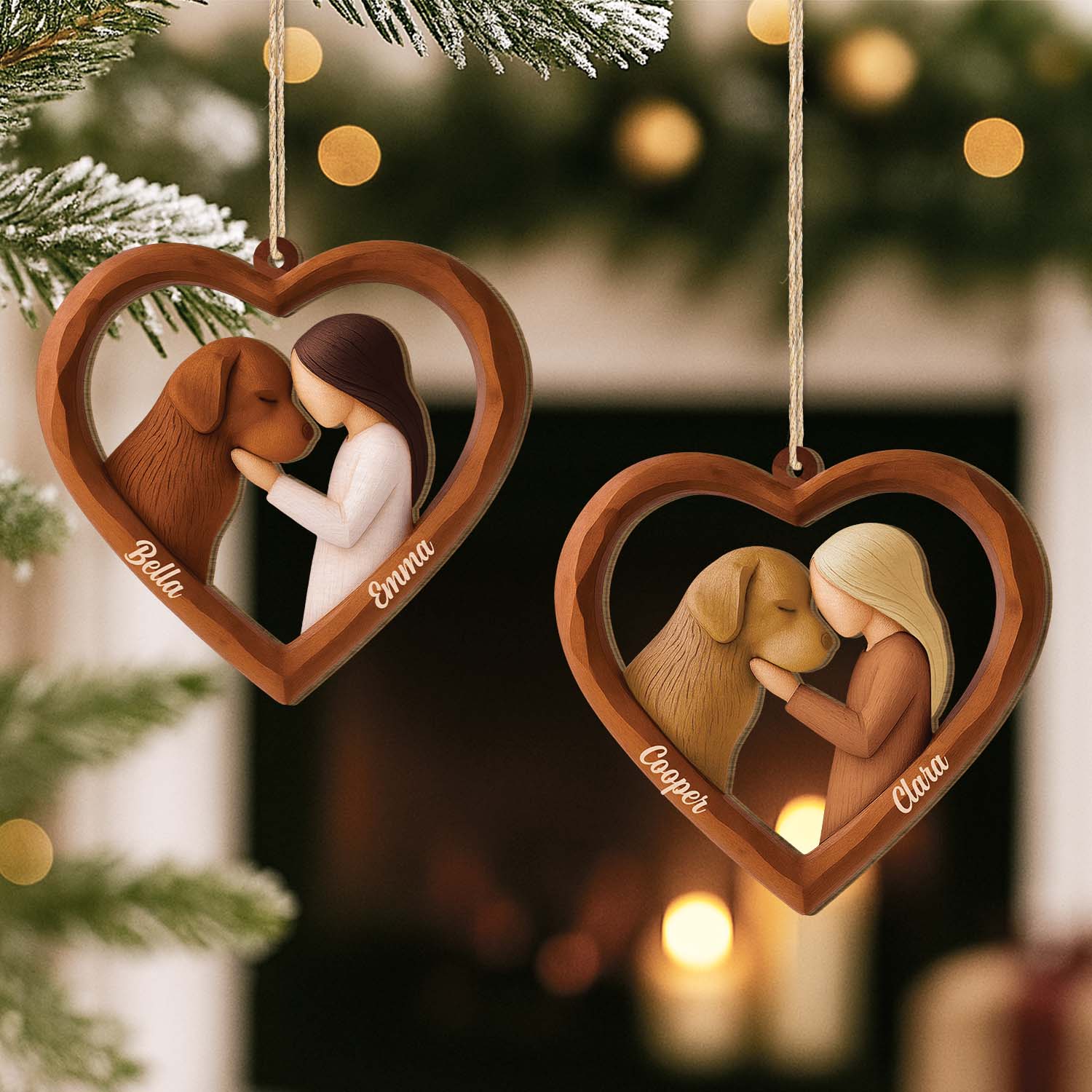 7046OGE2 mensch und hund_ personalisierte 1 schicht holz ornamente weihnachten 7046O8V5C