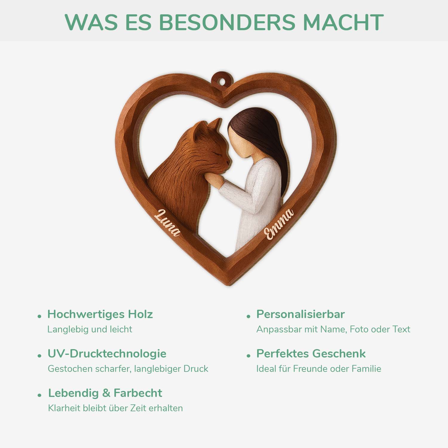 7046OGE4 katze und mensch_ personalisierte 1 schicht holz ornamente weihnachten 7046O8T5D