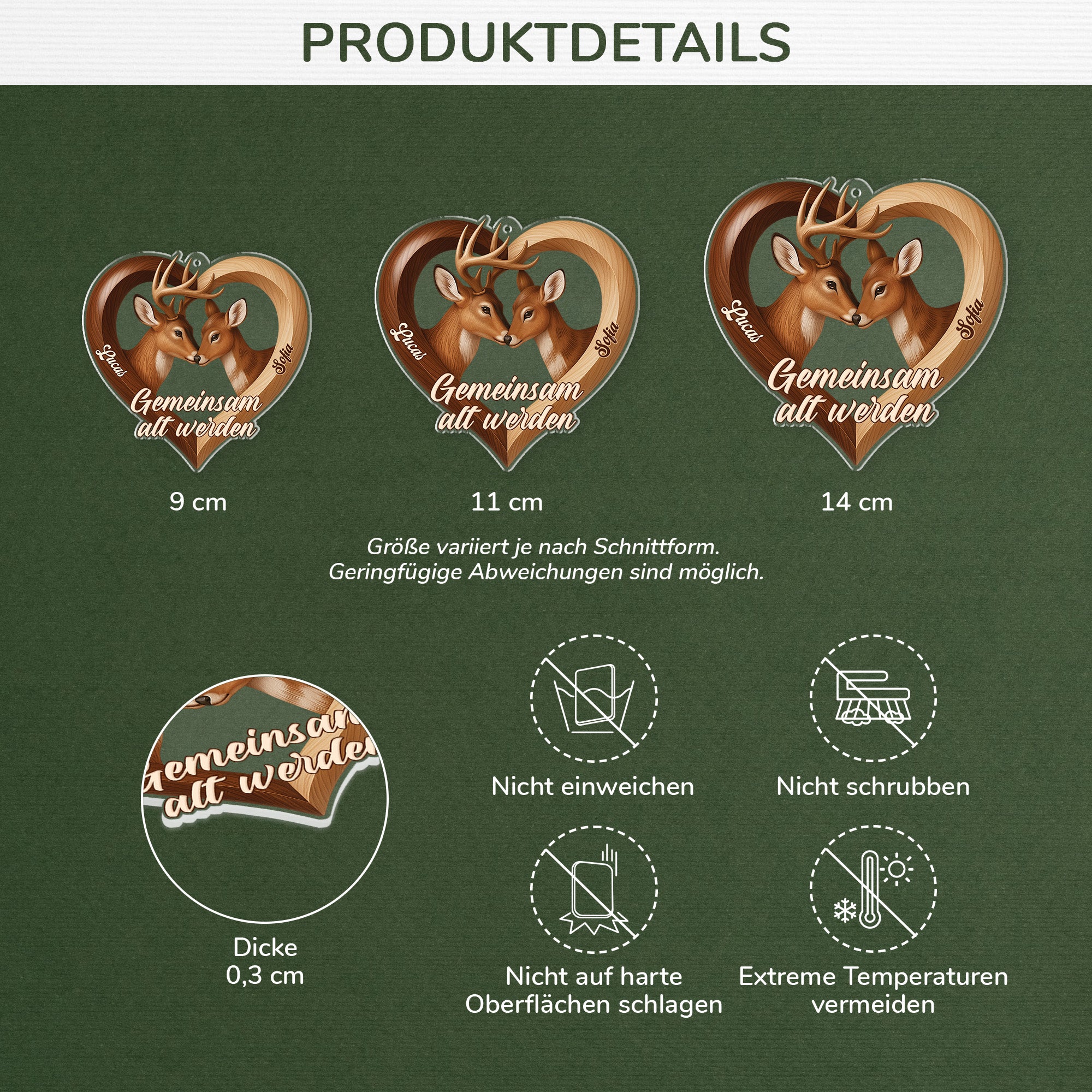 7048OGE3 3d druck effekt gemeinsam alt werden acryl weihnachtsschmuck personalisiert paar pferdehirsch 7048O