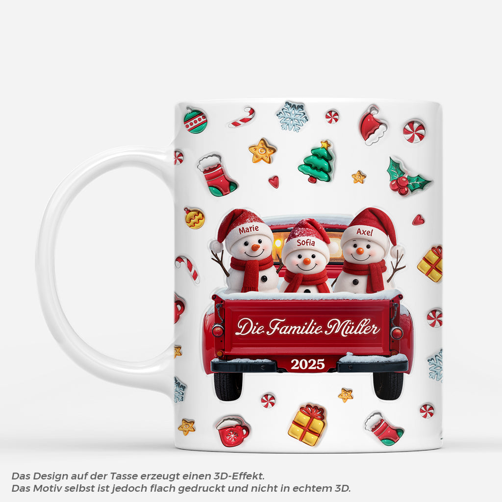 7052MGE1 3d druck effekt schneemann im auto personalisierte weihnachtstasse_ familie 7052M3LZI_2