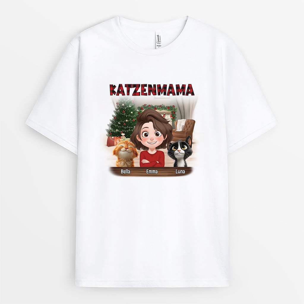 7056AGE1 katzenmama katzenpapa weihnachts katzen t shirt personalisiert 7056AKZ5D