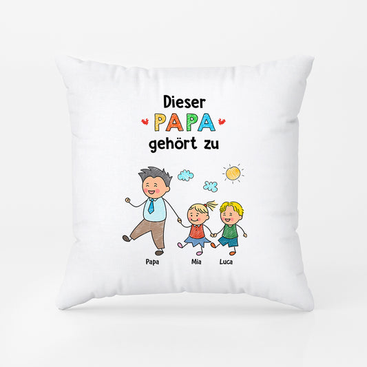 7078PGE2 dieser papa gehort zu buntstifte personalisiertes geschenk  mama  papa kissen 7078ptpaa