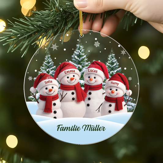 7092OGE2 familie schneemann schneelandschaft acryl weihnachtsschmuck personalisiert 7092OKL5I
