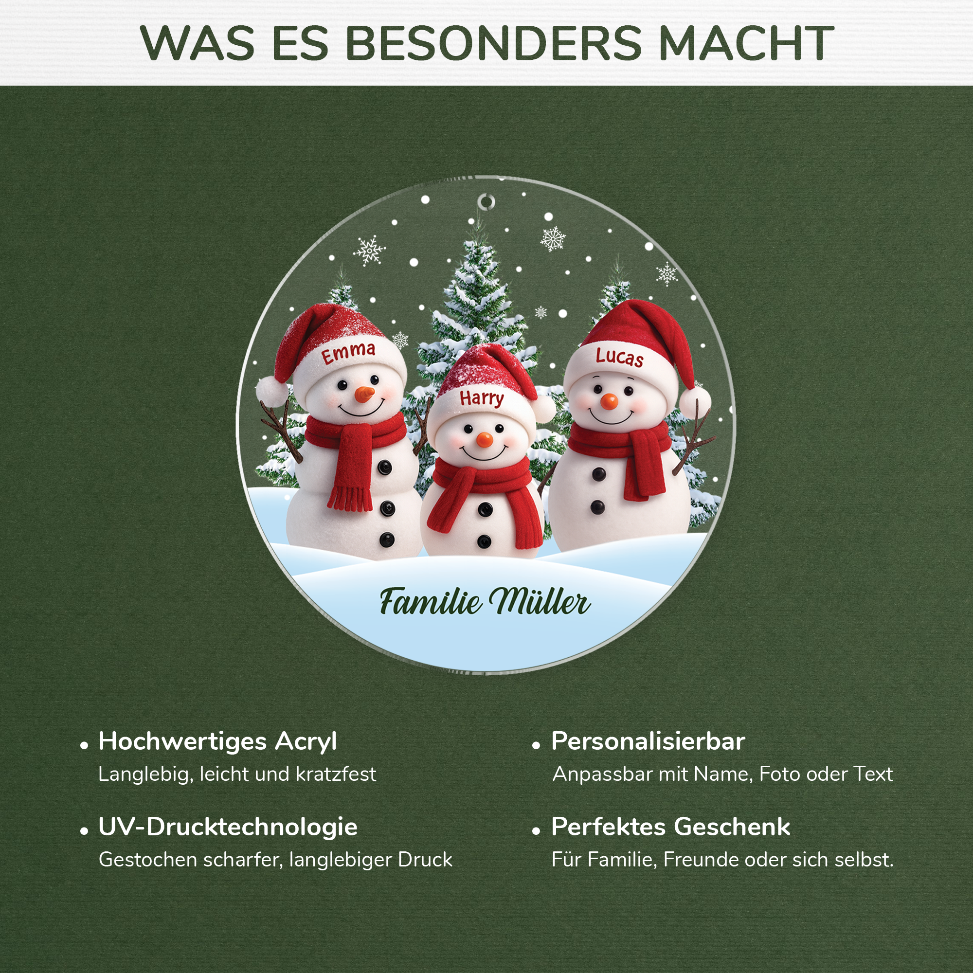 7092OGE4 familie schneemann schneelandschaft acryl weihnachtsschmuck personalisiert 7092OKL5I