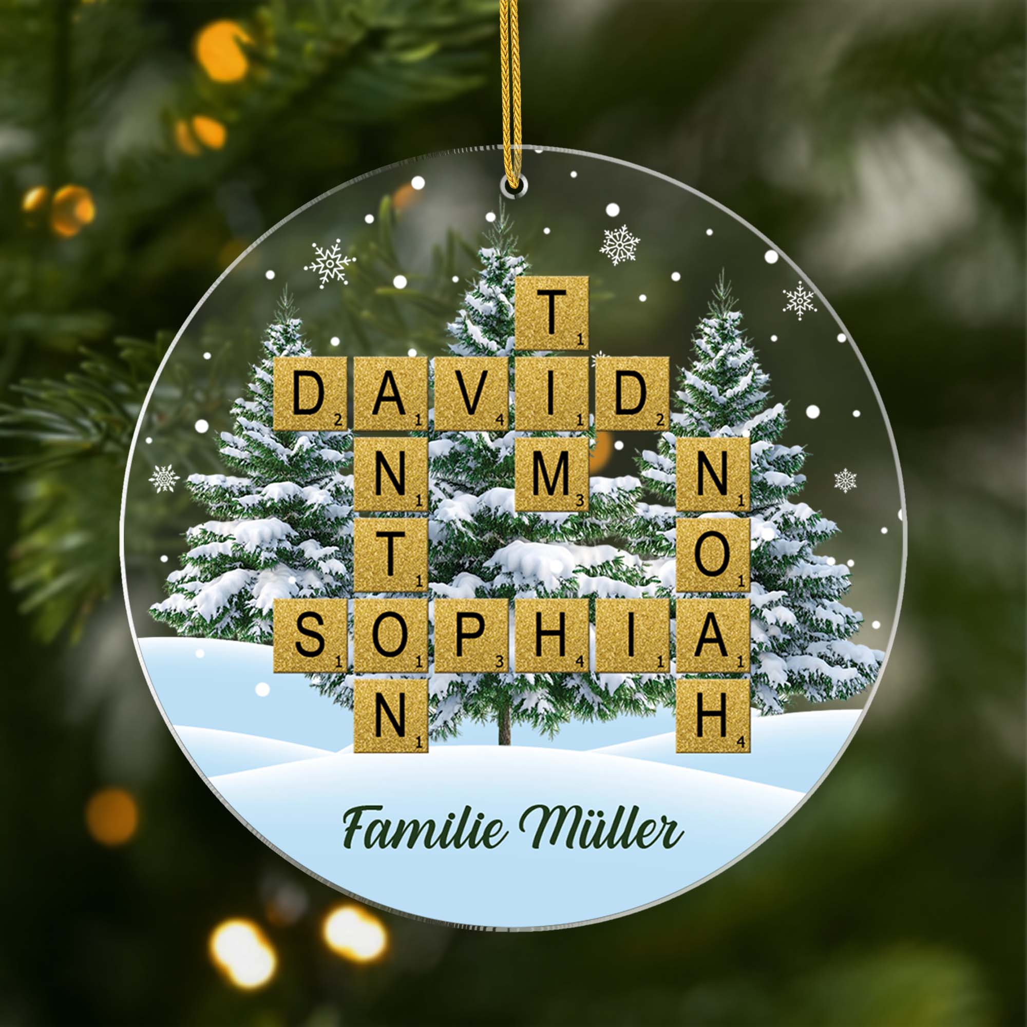 7093OGE1 familie schneelandschaft acryl weihnachtsschmuck kreuzwortratsel personalisiert 7093OKQ5I