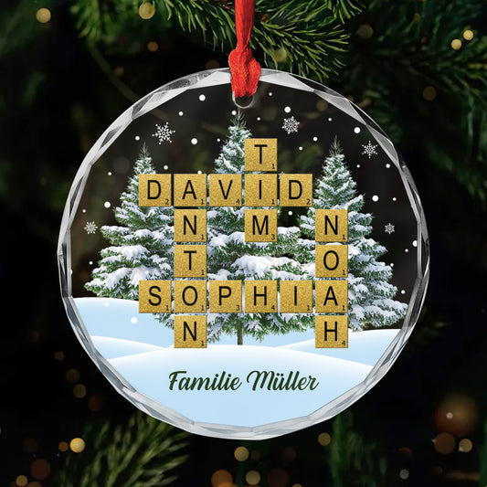 7093OGE1 familie schneemann schneelandschaft glas weihnachtsschmuck kreuzwortratsel personalisiert 7093OKQ5I