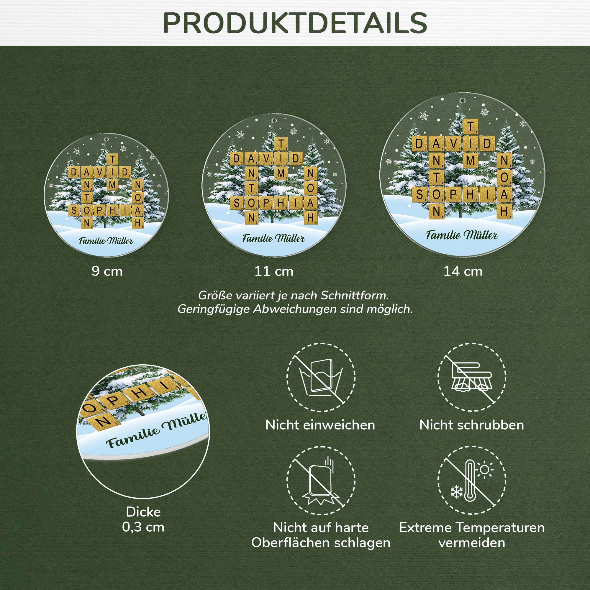 7093OGE3 familie schneelandschaft acryl weihnachtsschmuck kreuzwortratsel personalisiert 7093OKQ5I