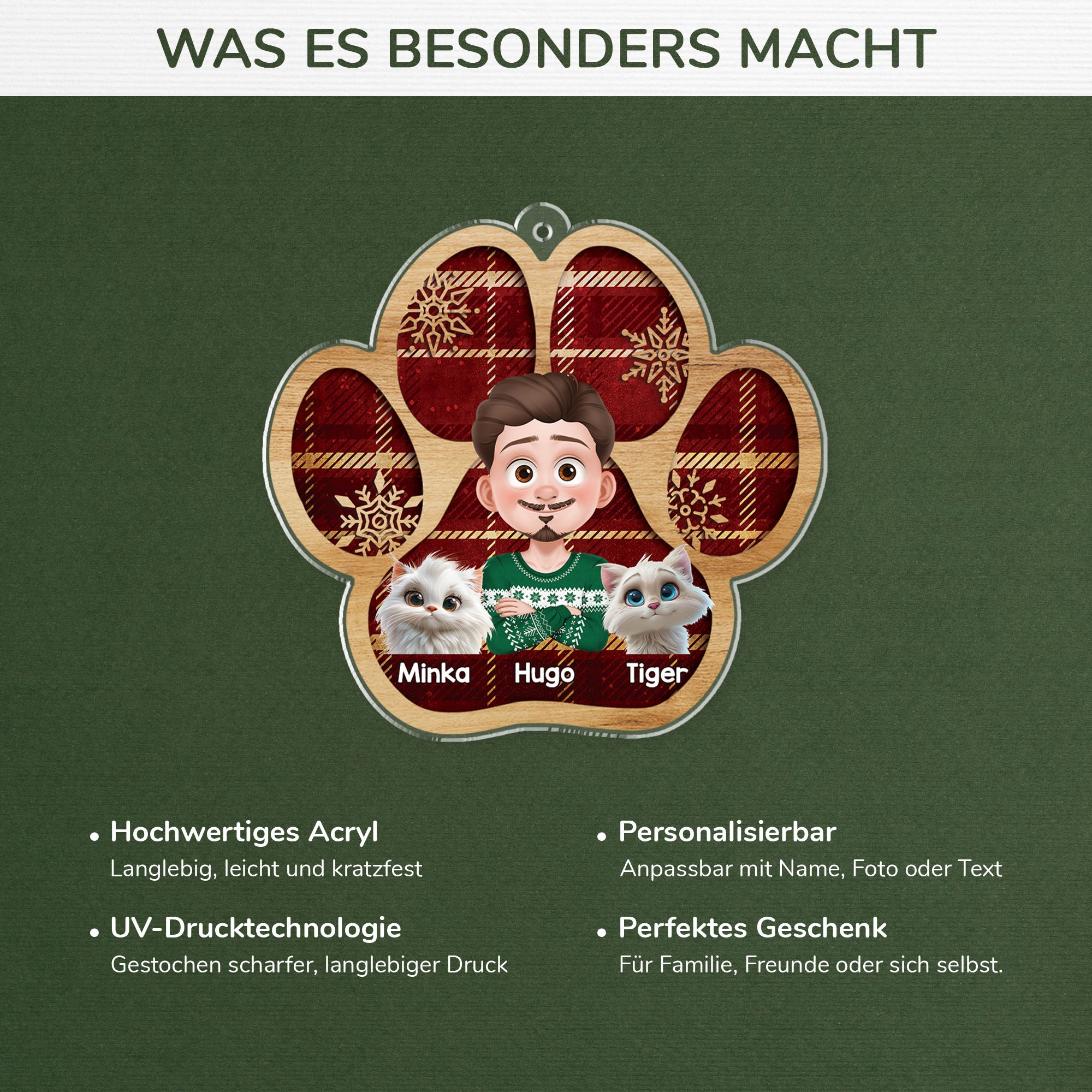 7104OGE4 katzen pfoten acryl weihnachtsschmuck personalisiert 7104OKV5D